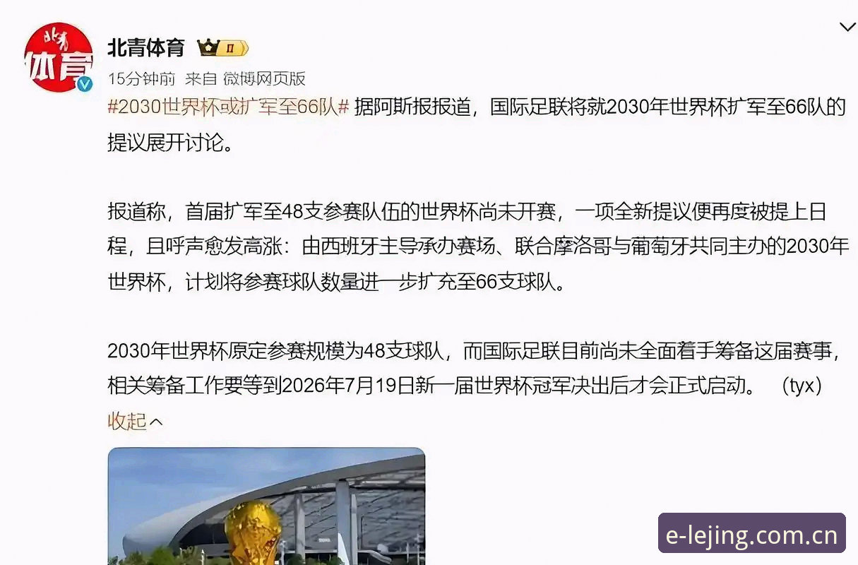 LEJING体育怎么玩 世界杯扩军至66队最新动态:2030年或将迎来史上最大规模变革